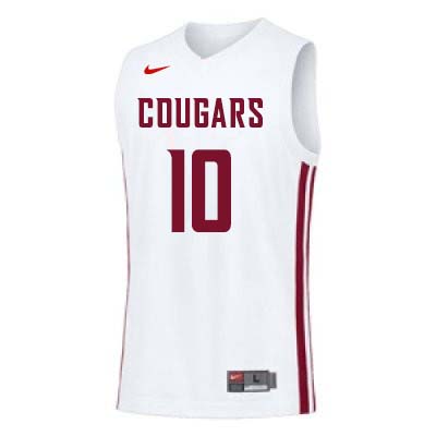 Men #10 KJ Langston Washington State Cougars College Basketball Jerseys Sale-White
